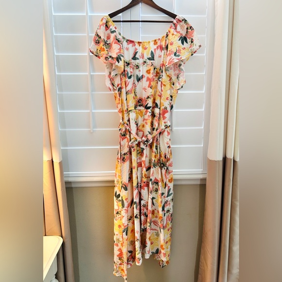 NWOT Boho Floral Midi Dress 4X Cottagecore Belted Flow - Picture 7 of 11